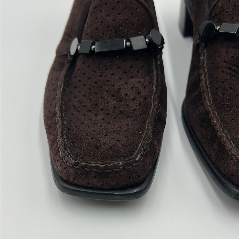 Stuart Weitzman Brown Suede Loafers Slip-On Design 7M - Picture 9 of 14
